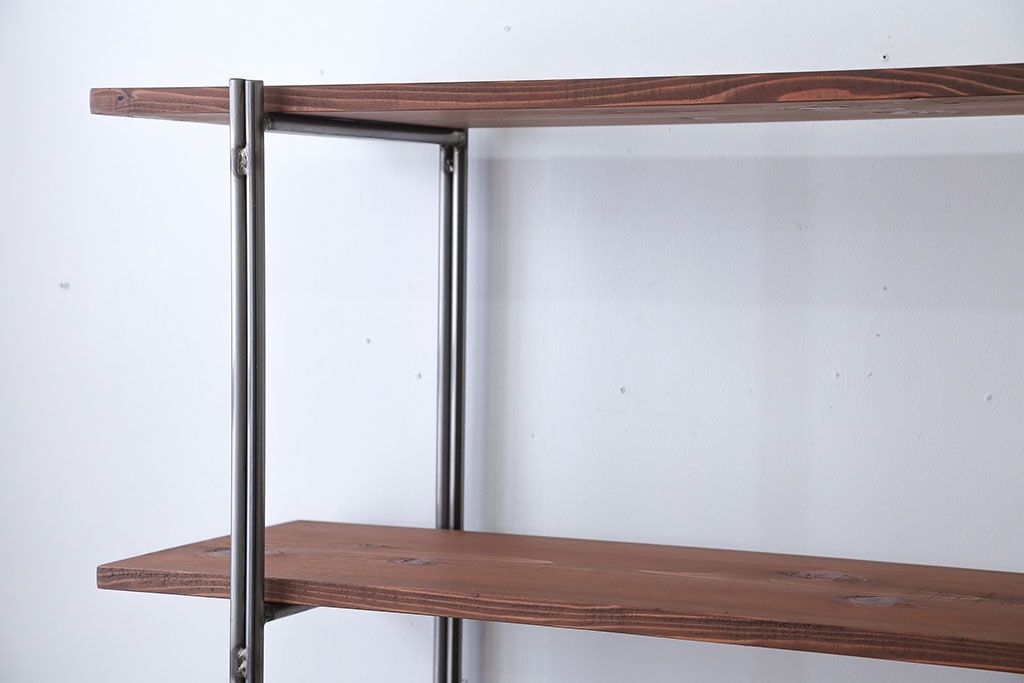 ラフジュオリジナル アイアンの薄型飾り棚【大】(2)(陳列棚、アイアンラック)