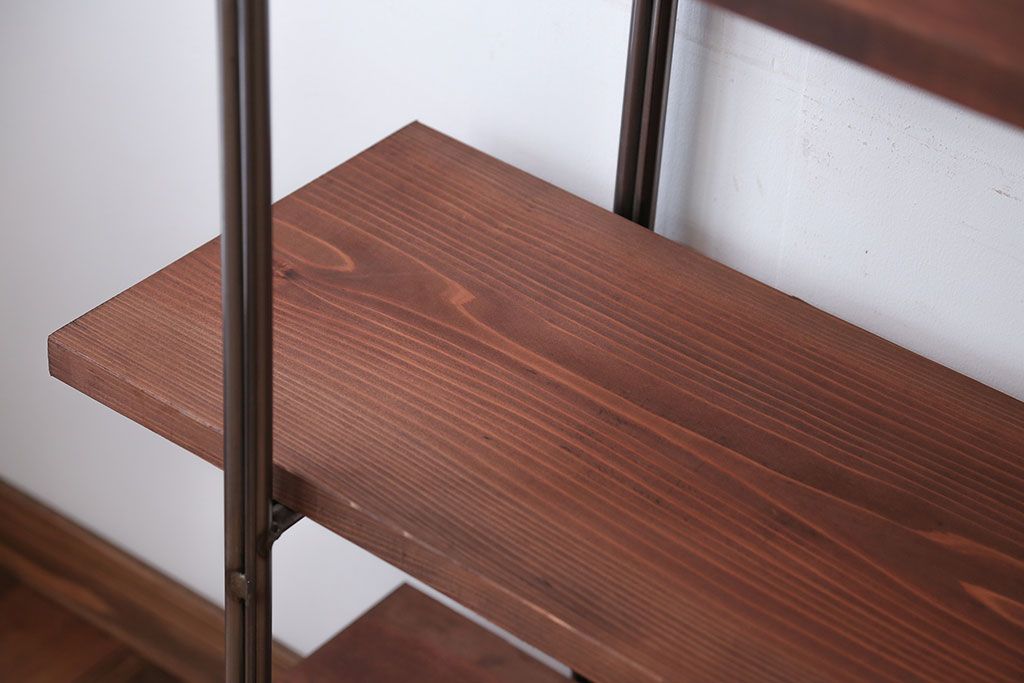 ラフジュオリジナル アイアンの薄型飾り棚【大】(2)(陳列棚、アイアンラック)