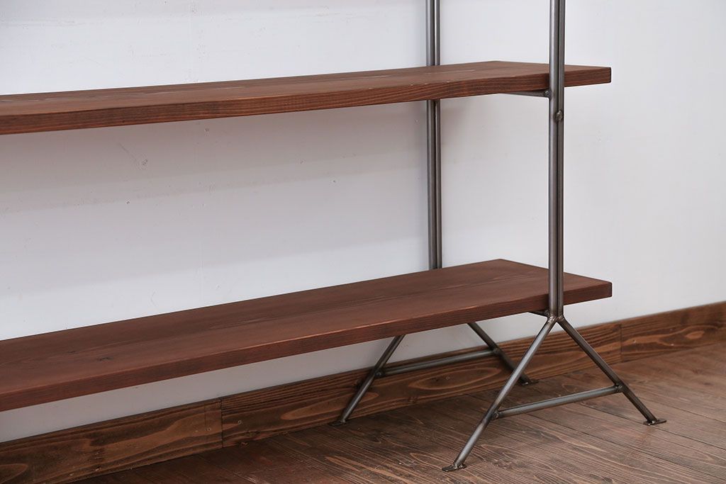 ラフジュオリジナル アイアンの薄型飾り棚【大】(2)(陳列棚、アイアンラック)