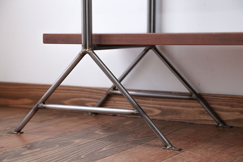 ラフジュオリジナル アイアンの薄型飾り棚【大】(2)(陳列棚、アイアンラック)