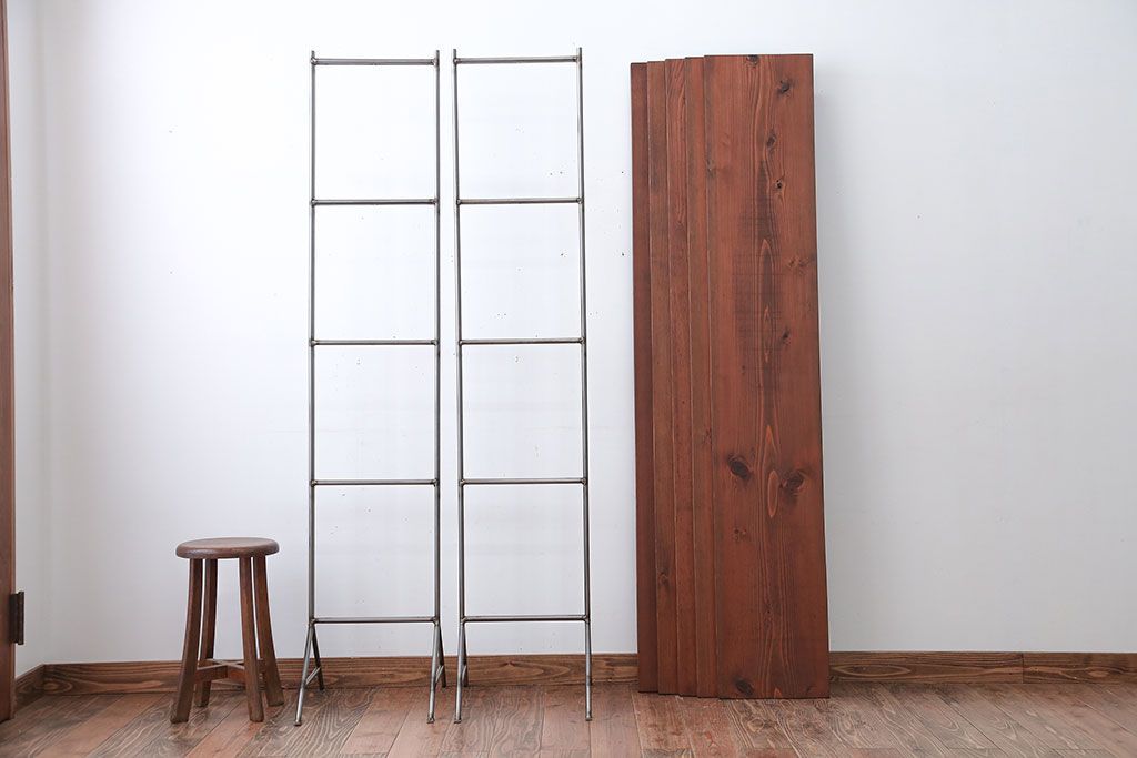 ラフジュオリジナル アイアンの薄型飾り棚【大】(2)(陳列棚、アイアンラック)