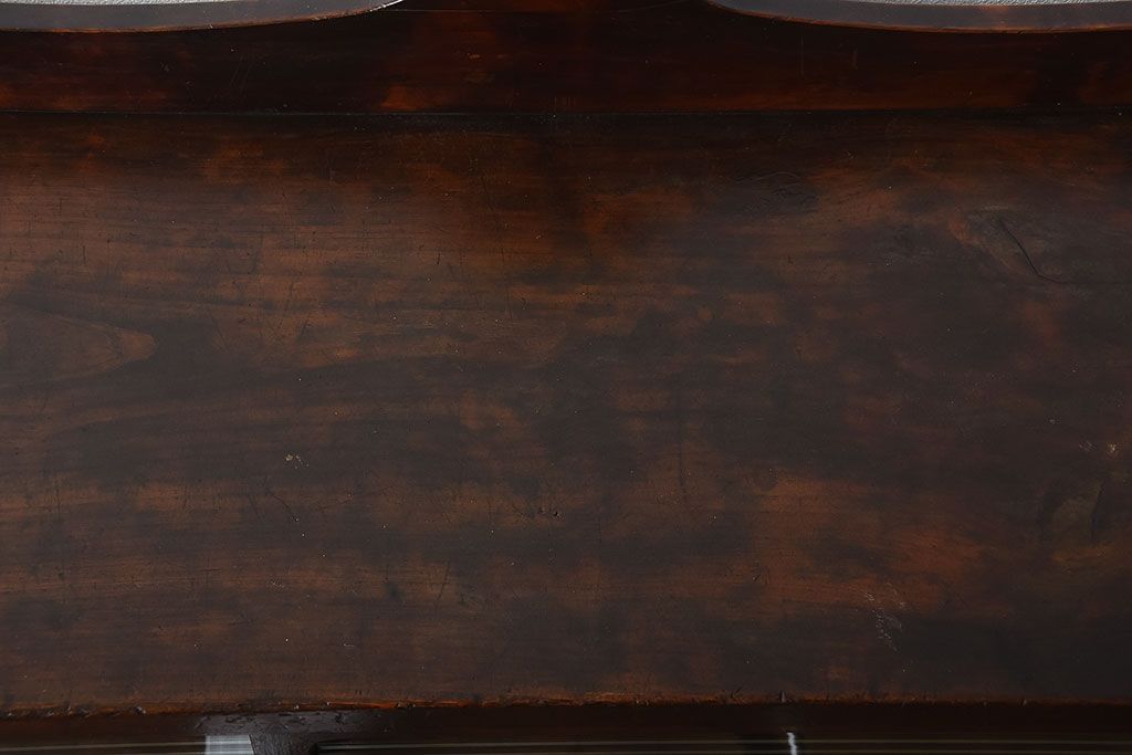 アンティーク家具　和製アンティーク　モールガラス入り!古い木製の大ぶりな収納棚