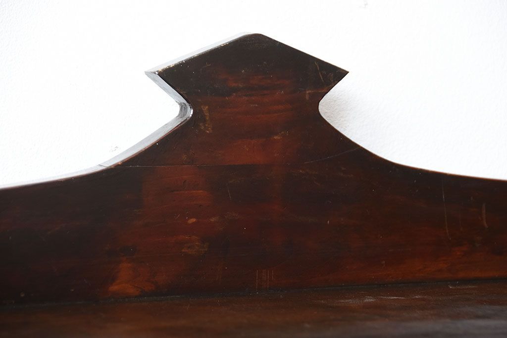 アンティーク家具　和製アンティーク　モールガラス入り!古い木製の大ぶりな収納棚