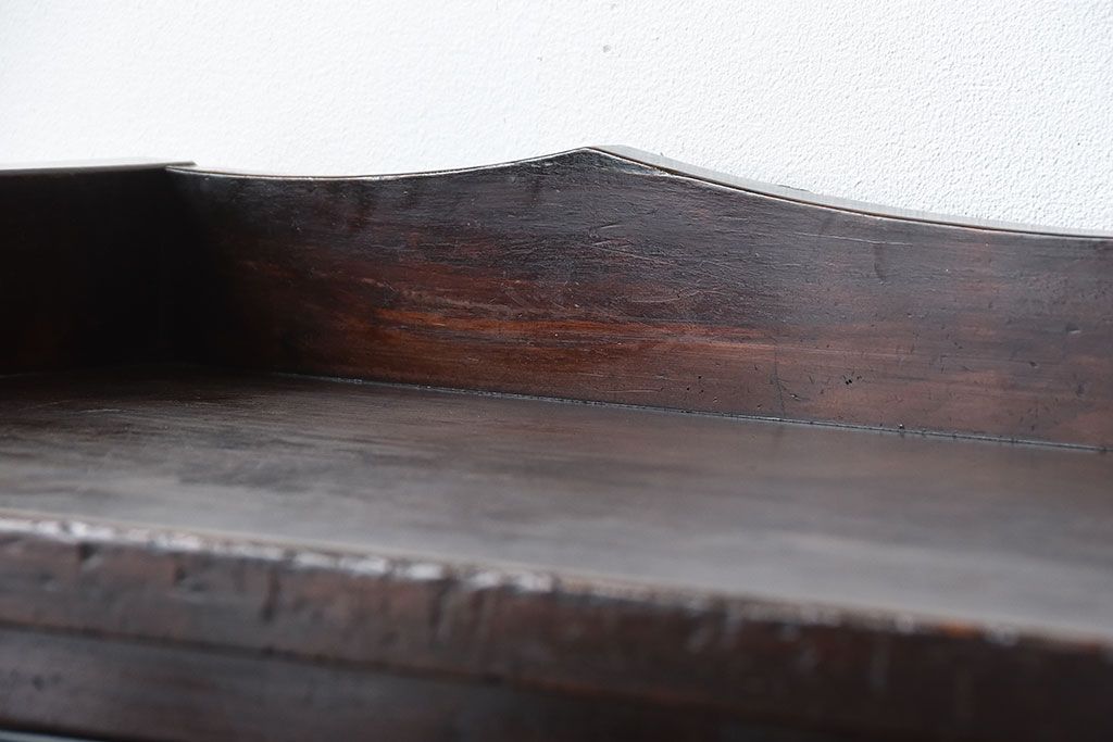 アンティーク家具　和製アンティーク　モールガラス入り!古い木製の大ぶりな収納棚