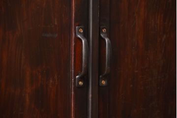 アンティーク家具　和製アンティーク　モールガラス入り!古い木製の大ぶりな収納棚