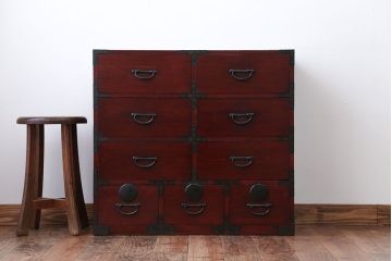 アンティーク家具　和製アンティーク　シンプルな金具の小箪笥