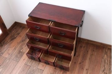 アンティーク家具　和製アンティーク　シンプルな金具の小箪笥