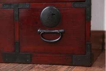 アンティーク家具　和製アンティーク　シンプルな金具の小箪笥