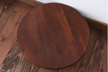レトロ家具　昭和レトロ　古い栓材の小さな丸ちゃぶ台
