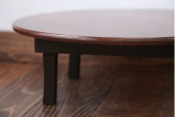 レトロ家具　昭和レトロ　古い栓材の小さな丸ちゃぶ台