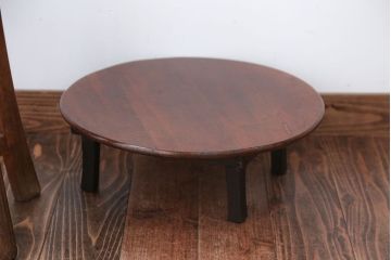 レトロ家具　昭和レトロ　古い栓材の小さな丸ちゃぶ台