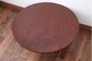 アンティーク家具　古民具・骨董　総欅材!美しい杢目の一枚板ちゃぶ台(テーブル、座卓)