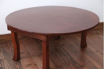 アンティーク家具　古民具・骨董　総欅材!美しい杢目の一枚板ちゃぶ台(テーブル、座卓)