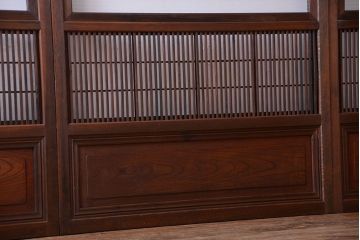 古民具・骨董　腰板欅材!裏障子付き格子戸4枚セット