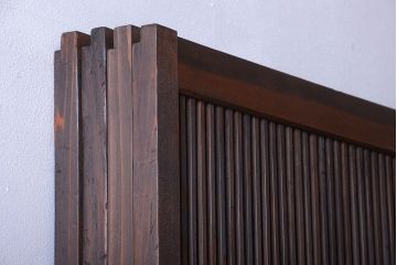 古民具・骨董　腰板欅材!裏障子付き格子戸4枚セット