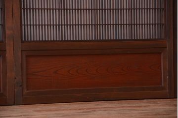 古民具・骨董　腰板欅材!裏障子付き格子戸4枚セット