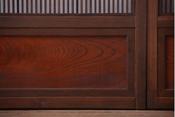 古民具・骨董　腰板欅材!裏障子付き格子戸4枚セット