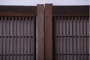 古民具・骨董　腰板欅材!裏障子付き格子戸4枚セット