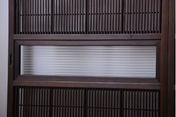 古民具・骨董　腰板欅材!裏障子付き格子戸4枚セット