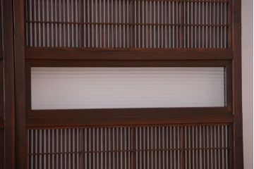 古民具・骨董　腰板欅材!裏障子付き格子戸4枚セット