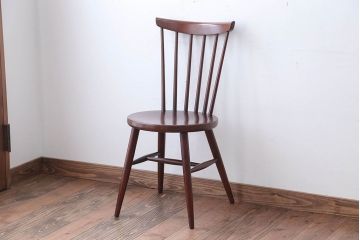 中古　秋田木工　レトロなスピンドルチェア(ダイニングチェア)(1)