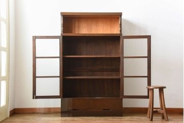 アンティーク家具　和製アンティーク　モールガラス入り!上品なアンティーク本箱