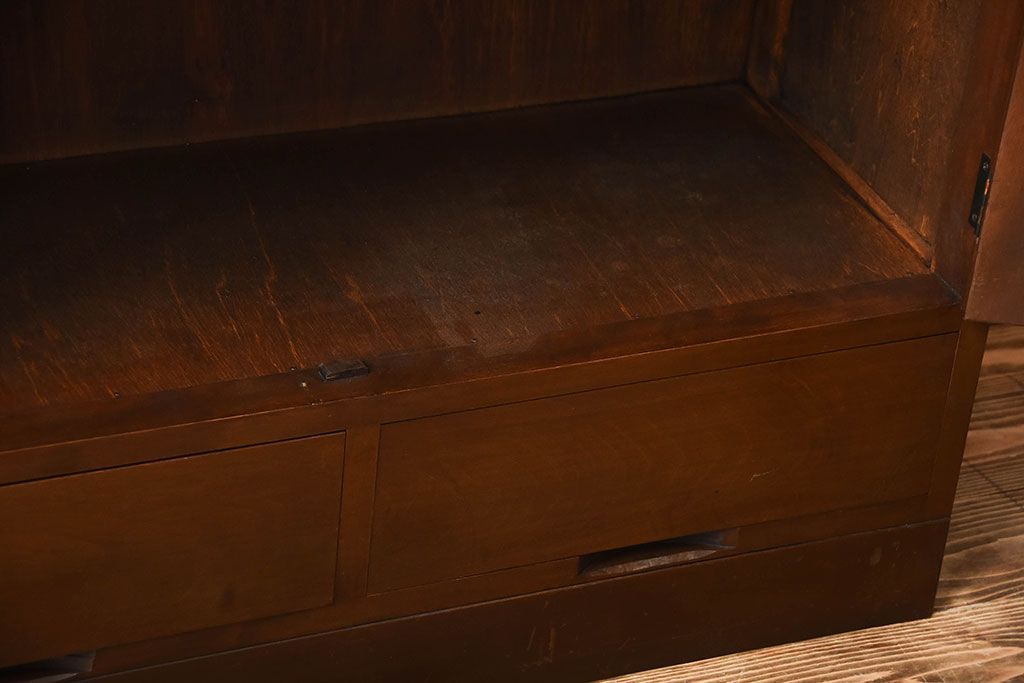 アンティーク家具　和製アンティーク　モールガラス入り!上品なアンティーク本箱