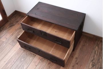 アンティーク家具　和製アンティーク　古い桐材の時代箪笥ローボード(1、桐箪笥、桐たんす)