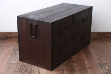 アンティーク家具　和製アンティーク　古い桐材の時代箪笥ローボード(1、桐箪笥、桐たんす)