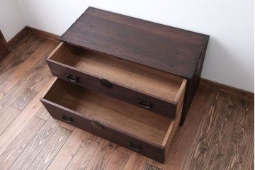 アンティーク家具　和製アンティーク　古い桐材の時代箪笥ローボード(2、桐箪笥、桐たんす)