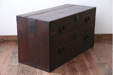 アンティーク家具　和製アンティーク　古い桐材の時代箪笥ローボード(2、桐箪笥、桐たんす)