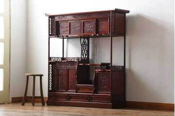 アンティーク家具　和製アンティーク　古い唐木材の茶棚(飾り棚)