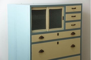 レトロ家具　昭和レトロ　ペイントがかわいいアンティークチェスト