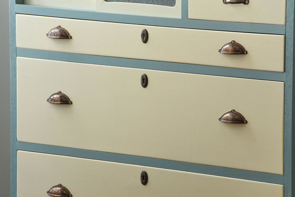 レトロ家具　昭和レトロ　ペイントがかわいいアンティークチェスト