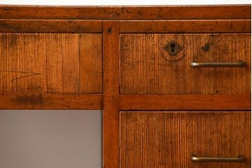 レトロ家具　和製アンティーク　シンプルで小ぶりな昭和レトロスタイルのアンティーク片袖机(デスク)