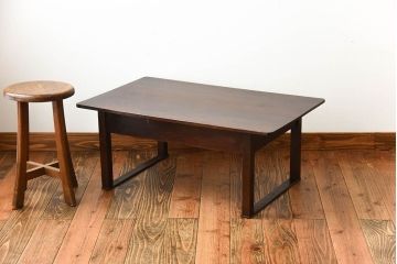 アンティーク家具　和製アンティーク　引き出し2杯付き!古い木製の小さな平机(文机)