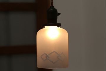 和製アンティーク　大正時代　オパールガラスのペンダントライト(電笠照明)