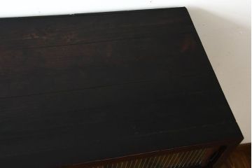 アンティーク家具　和製アンティーク　モールガラス入り!前面欅材の引き出し5杯付きキャビネット