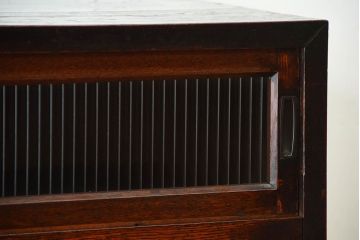 アンティーク家具　和製アンティーク　モールガラス入り!前面欅材の引き出し5杯付きキャビネット