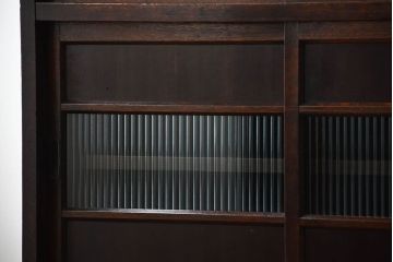 アンティーク家具　和製アンティーク　モールガラス入り!前面欅材の引き出し5杯付きキャビネット