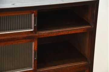 アンティーク家具　和製アンティーク　モールガラス入り!前面欅材の引き出し5杯付きキャビネット