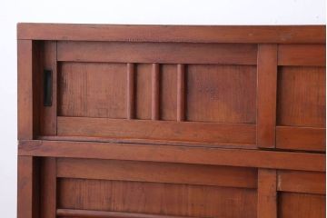 アンティーク家具　和製アンティーク　古い木製のナチュラルな木味の収納戸棚(下駄箱)