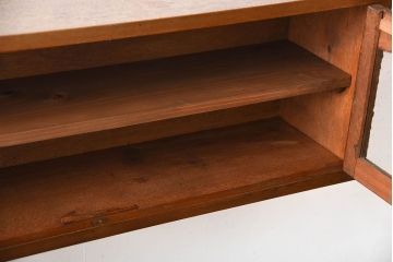 アンティーク家具　和製アンティーク　気泡ガラス入り!古い木製の壁掛け収納棚(ウォールキャビネット)