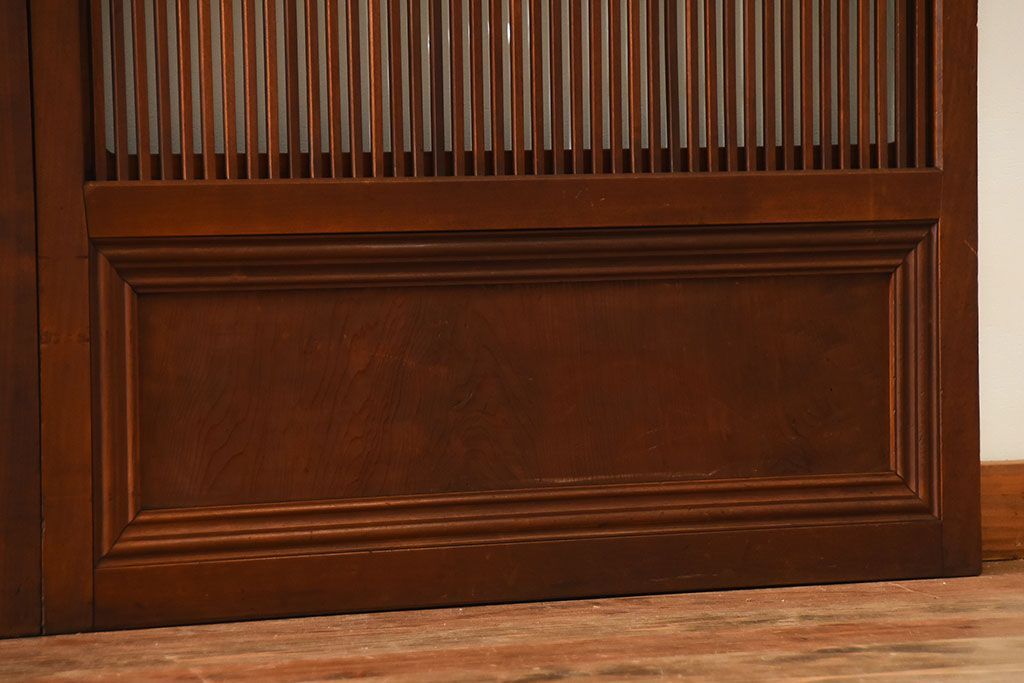 古民具・骨董　裏ガラス付き!上質な作り込みのアンティーク格子戸4枚セット