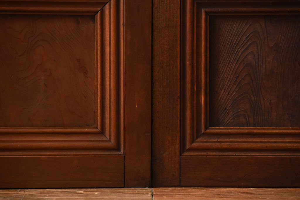 古民具・骨董　裏ガラス付き!上質な作り込みのアンティーク格子戸4枚セット