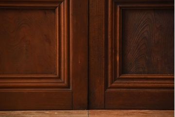 古民具・骨董　裏ガラス付き!上質な作り込みのアンティーク格子戸4枚セット