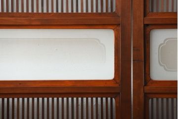 古民具・骨董　裏ガラス付き!上質な作り込みのアンティーク格子戸4枚セット