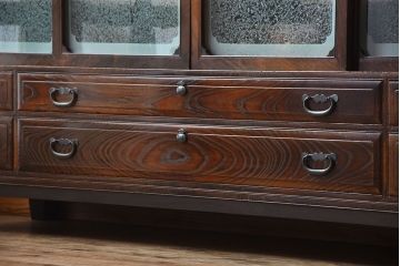 アンティーク家具　和製アンティーク　前面欅材!古い木製の脚付き時代箪笥ローボード