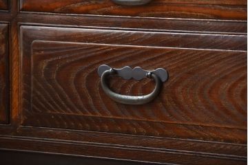 アンティーク家具　和製アンティーク　前面欅材!古い木製の脚付き時代箪笥ローボード