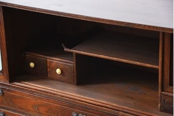 アンティーク家具　和製アンティーク　前面欅材!古い木製の脚付き時代箪笥ローボード